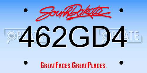 462GD4 South Dakota License Plate