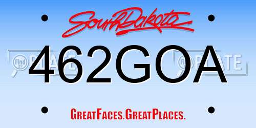 462GOA South Dakota License Plate