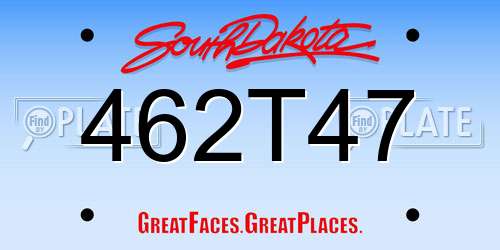 462T47 South Dakota License Plate