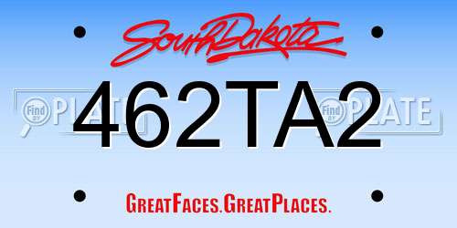 462TA2 South Dakota License Plate