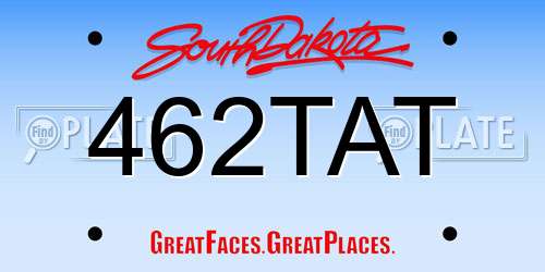 462TAT South Dakota License Plate
