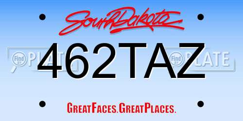462TAZ South Dakota License Plate