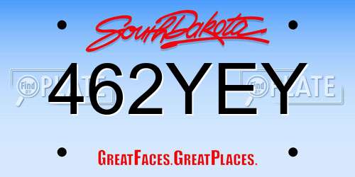 462YEY South Dakota License Plate