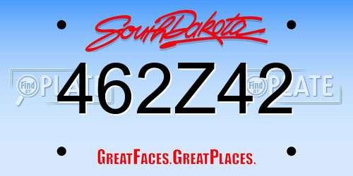 462Z42 South Dakota License Plate