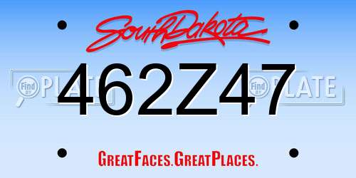 462Z47 South Dakota License Plate