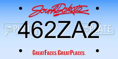 462ZA2 South Dakota License Plate