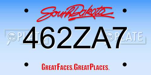 462ZA7 South Dakota License Plate