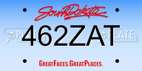 462ZAT South Dakota License Plate