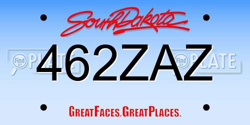 462ZAZ South Dakota License Plate