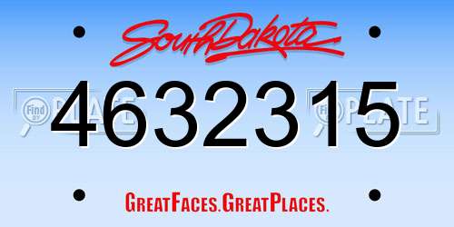4632315 South Dakota License Plate