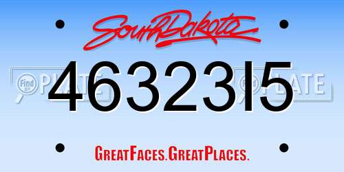 46323I5 South Dakota License Plate