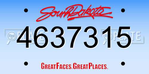4637315 South Dakota License Plate