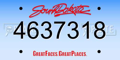 4637318 South Dakota License Plate