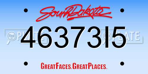46373I5 South Dakota License Plate