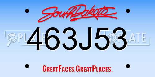 463J53 South Dakota License Plate
