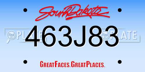 463J83 South Dakota License Plate