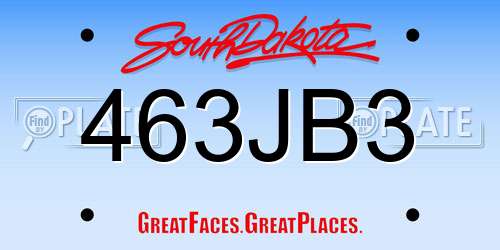 463JB3 South Dakota License Plate