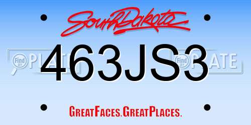 463JS3 South Dakota License Plate