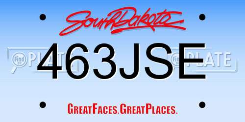 463JSE South Dakota License Plate