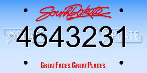 4643231 South Dakota License Plate