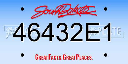 46432E1 South Dakota License Plate