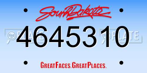 4645310 South Dakota License Plate