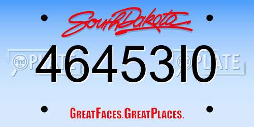 46453I0 South Dakota License Plate