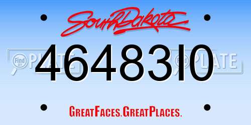 46483I0 South Dakota License Plate