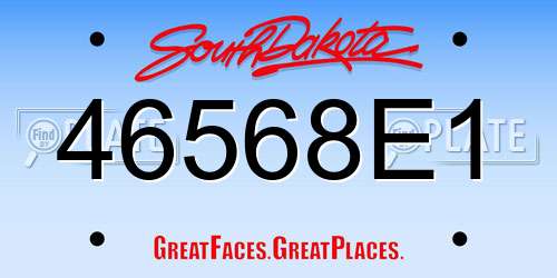 46568E1 South Dakota License Plate