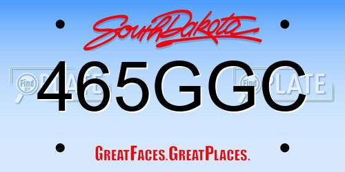 465GGC South Dakota License Plate