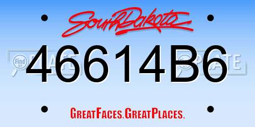 46614B6 South Dakota License Plate