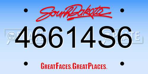 46614S6 South Dakota License Plate