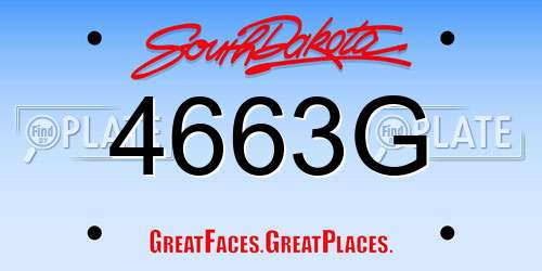 4663G South Dakota License Plate