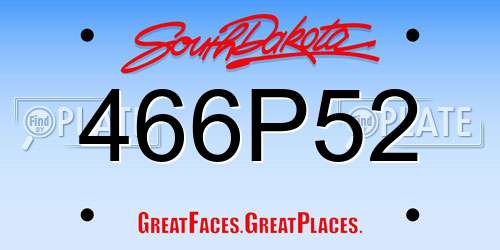 466P52 South Dakota License Plate