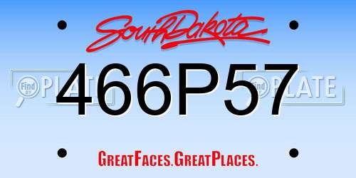 466P57 South Dakota License Plate