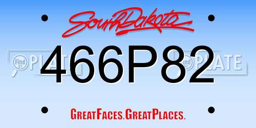 466P82 South Dakota License Plate