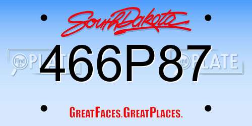 466P87 South Dakota License Plate