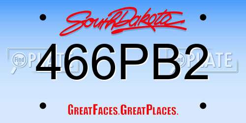 466PB2 South Dakota License Plate