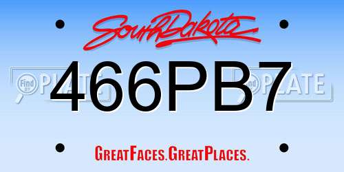 466PB7 South Dakota License Plate