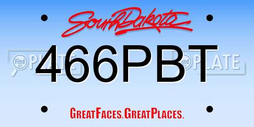 466PBT South Dakota License Plate