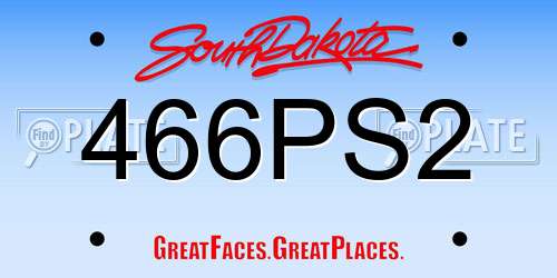 466PS2 South Dakota License Plate