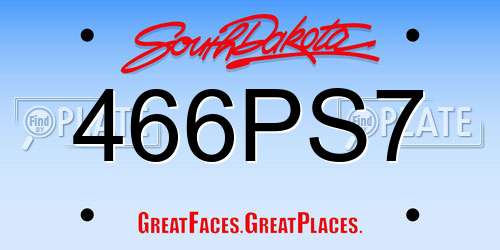 466PS7 South Dakota License Plate