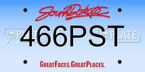 466PST South Dakota License Plate