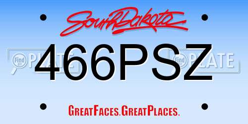 466PSZ South Dakota License Plate