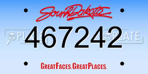 467242 South Dakota License Plate