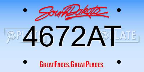 4672AT South Dakota License Plate