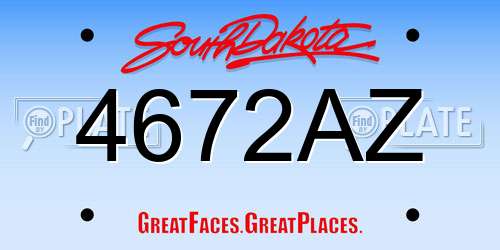 4672AZ South Dakota License Plate