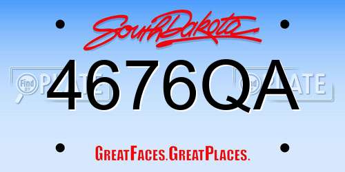4676QA South Dakota License Plate