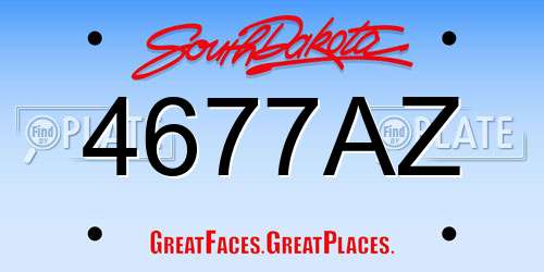 4677AZ South Dakota License Plate