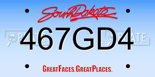 467GD4 South Dakota License Plate